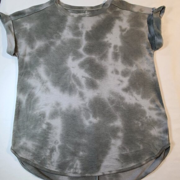 Cupio Green Marbled T-Shirt L Cap Sleeve Soft Knit Casual Top Stretch - Picture 1 of 6